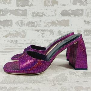 New By Far Michele Purple Metallic Leather Mules K127